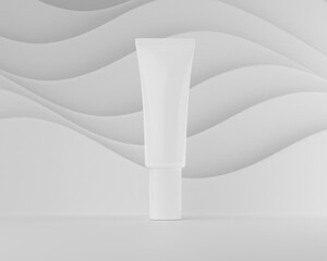 A mock up of realistic White blank cosmetic tube isolated on white background, 3d rendering , 3D illustration