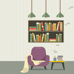 Modern Flat Design Sofa Interior Vector Illustration