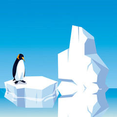 penguin standing on iceberg in the north pole
