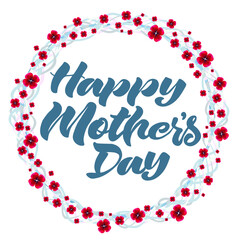 Happy Women's Day handwritten lettering. Modern vector hand drawn calligraphy with abstract flowers for your greeting card design