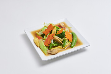 Stir Fried Mixed Vegetables Fried with Oyster Sauce Delicious dishes in Thailand