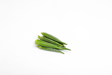 Fresh young okra isolated on white background