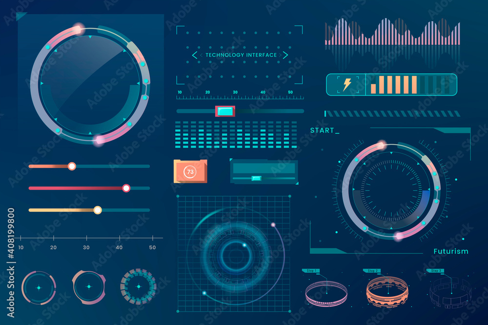 Poster technology interface template design elements vector