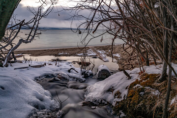 Image of a creek flowing into Lake Tahoe NV