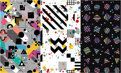 3 sets of pop and colorful patterns