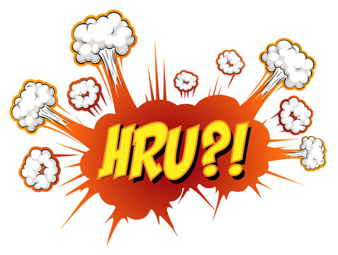Comic speech bubble with hru text