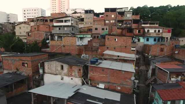 Flying the favela hill Salvador Brazil