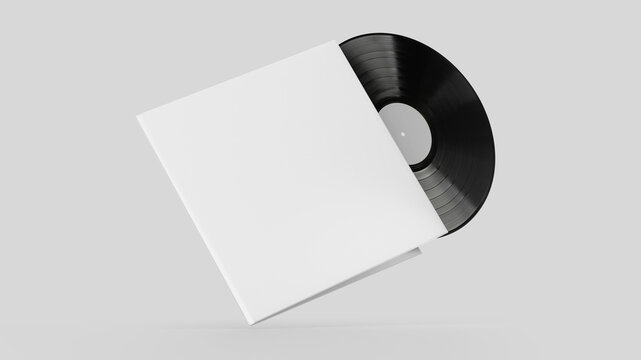White Colored Vinyl Disc Mock Up. Modern LP Vinyl Record with