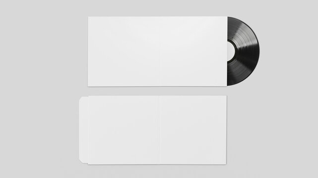 White Colored Vinyl Disc Mock Up. Modern LP Vinyl Record with