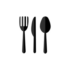 Fork knife and spoon icon on white background.