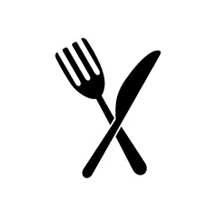 Fork and knife icon on white background.