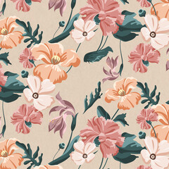 Blooming colorful flower seamless pattern vector