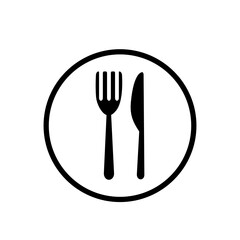 Fork and knife icon on white background.