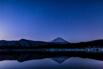 西湖より富士山と星空