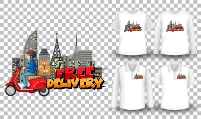 Set of mockup shirt with delivery theme