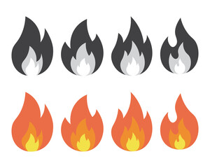 Simple flame icons in flat style bundle