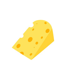 A piece of cheese on a white background. Dairy products. Flat vector illustration
