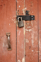 Ancient Wooden Door with Lock