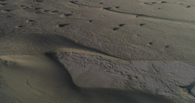 Aerial photography of desert sand fixation