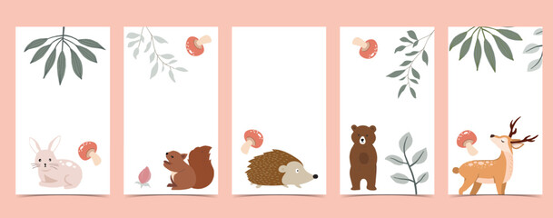 Collection of animal design with bear,leaf,hedgehog.Editable vector illustration for website, invitation,postcard and banner © piixypeach