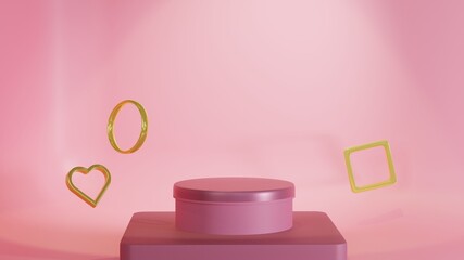 3D Rendering Scene Podium Display With Geometric Shapes. Suitable for Cosmetic Product Presentation Premium Photo 