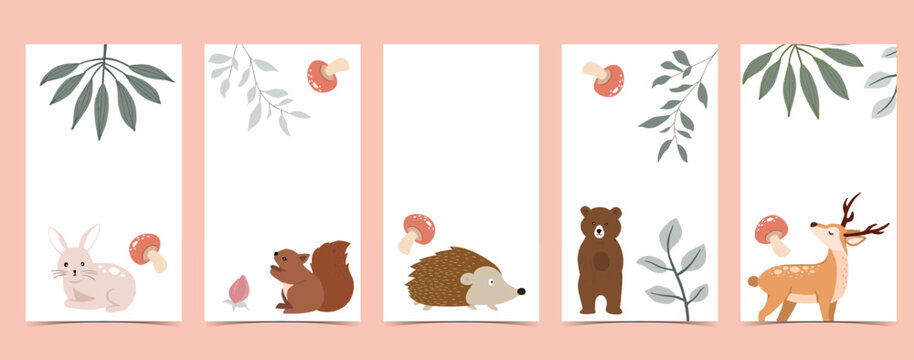 Collection of animal design with bear,leaf,hedgehog.Editable vector illustration for website, invitation,postcard and banner