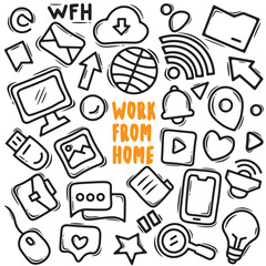 work from home hand drawn vector 