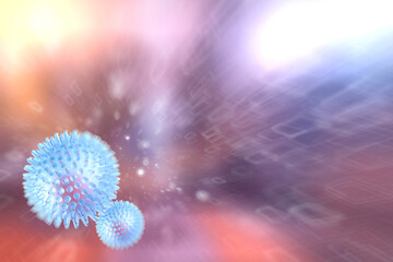 virus concept, abstract biology background, blurred background and coronavirus virus model