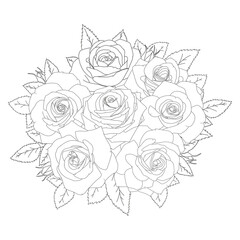 Floral background. A sketch of a bouquet of roses.