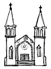 Roman сatholic сhurch in gothic style. Sample of European architecture