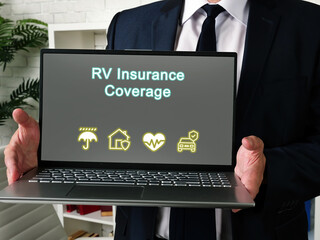Conceptual photo about RV Insurance Coverage with written phrase.