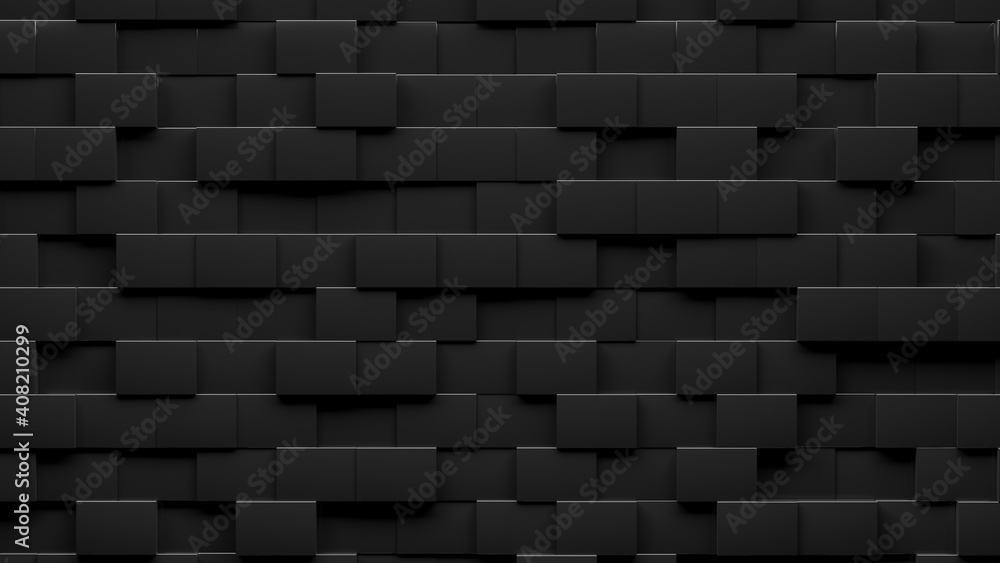 Poster random shifted black cube boxes block background wallpaper