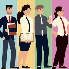 business people characters in necktie, office workers