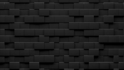Random shifted  black cube boxes block background wallpaper