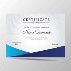 elegant blue and white diploma certificate template. Use for print, certificate, diploma, graduation	