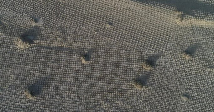 Aerial photography of desert sand fixation