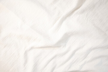 Fabric backdrop White linen canvas crumpled natural cotton fabric Natural handmade linen top view background Organic Eco textiles White Fabric texture