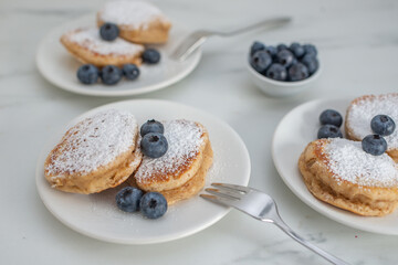 sweet home made blueberry pancakes for breakfast