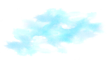 Fototapeta na wymiar ブルーアブストラクト　水彩タッチ　　背景は白 