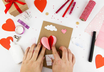 Valentine's Day. Instructions for making cards for Valentine's Day. Step 9 glue the heart ball to...