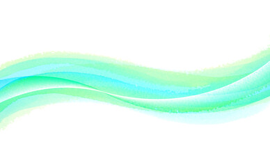 ブルーとライトグリーンのウェーブ　水彩タッチ
