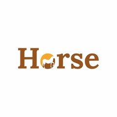 Horse text with horse shape inside logo