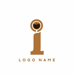 I initial letter with coffee cup sign logo