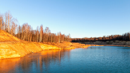 View of the flooded sand pit. St. Petersburg. Russia