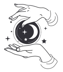 Hands with witch bauble future telling witchcraft