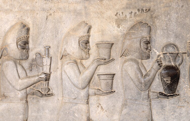 Bas-relief with assyrian foreign ambassadors, Persepolis, Iran