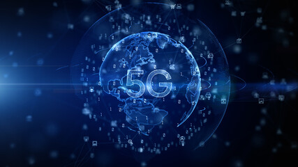 5g High Speed Internet Connection of Internet of things IOT, Futuristic Global and Social Network Connection, Technology Network Digital Data Connection Background Concept, 3d Rendering