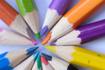 pencils on white background