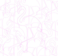 Cute Elegant Pink Flamingo Summer Icon Texture Graphics Background Illustration Vector 