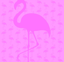 Cute Elegant Pink Flamingo Summer Icon Texture Graphics Background Illustration Vector 